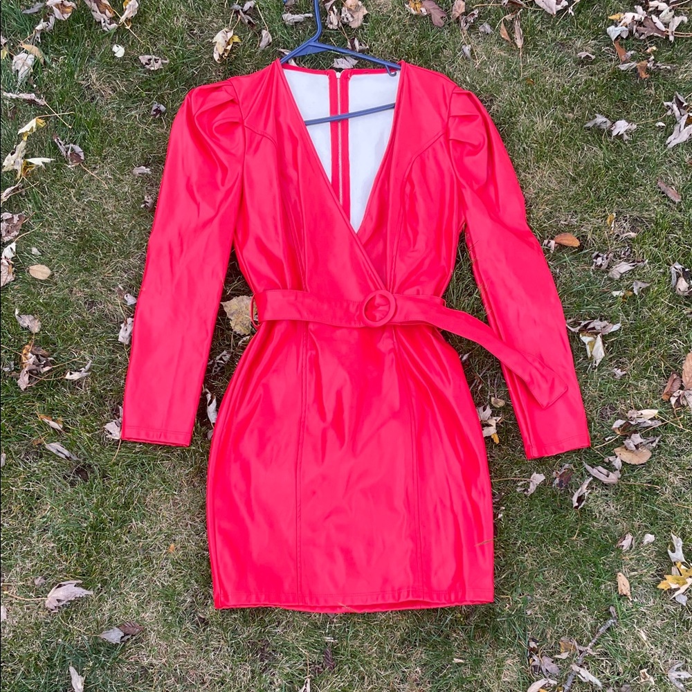 Vintage CandyApple Red Fitted Pleather Dress